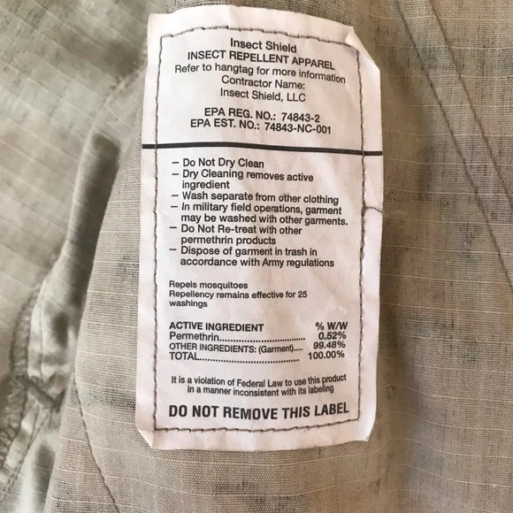 Men's VTG military jacket green camo sz sm short army insect repellant apparel - Picture 5 of 5